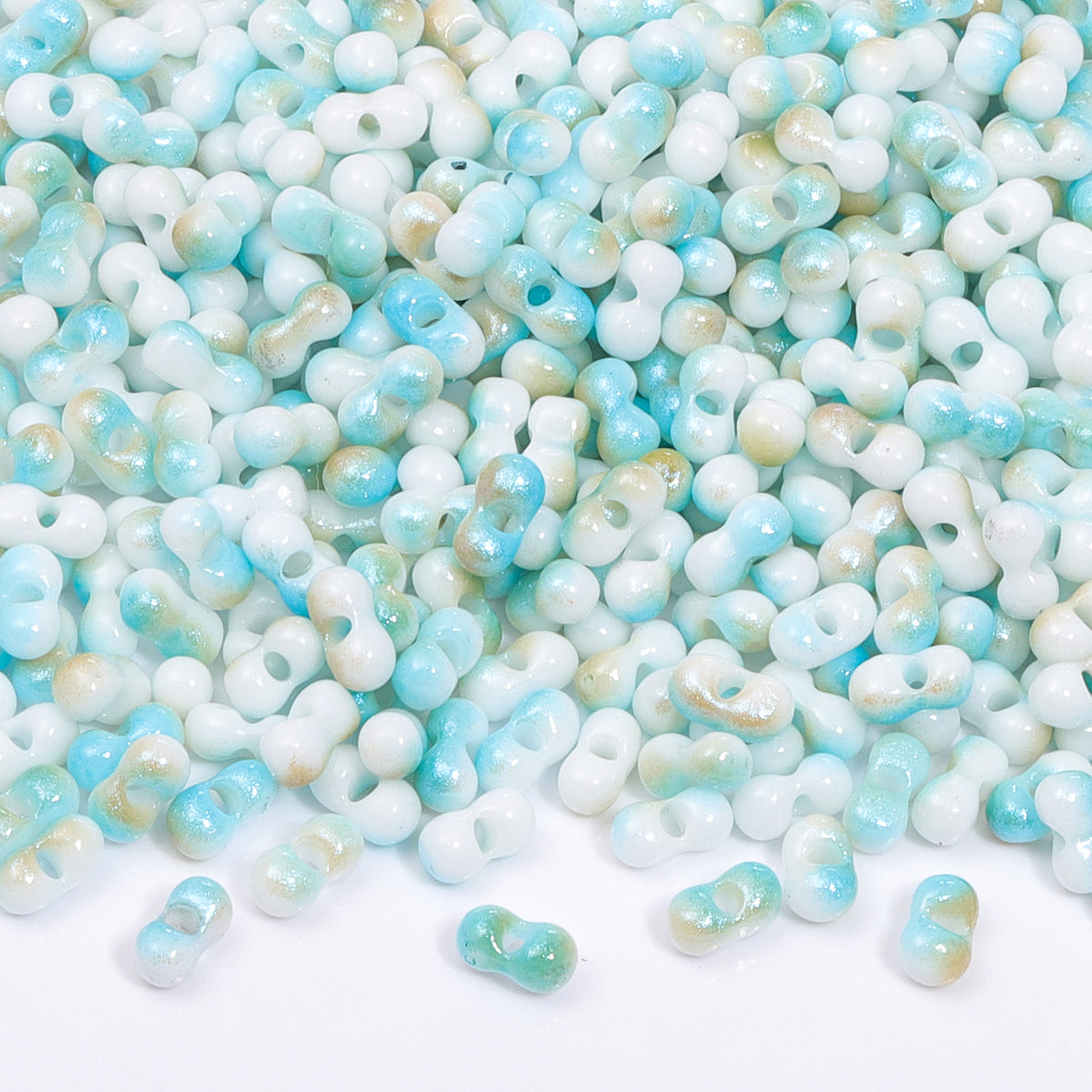 RNB004 Rainbow Effect Peanut Beads Shape Glass Seed Beads