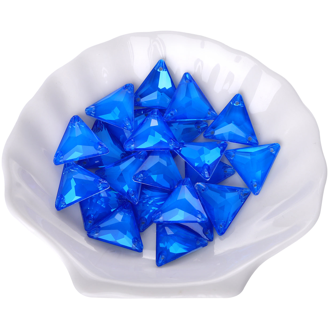 Electric Neon Blue Triangle Shape High Quality Glass Sew-on Rhinestones