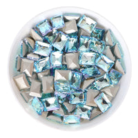 Blue Fairy Rectangle Shape Glass Pointed Back Fancy Rhinestones