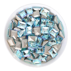 Blue Fairy Rectangle Shape Glass Pointed Back Fancy Rhinestones