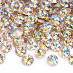 Paradise Shine Dome Round Shape High Quality Glass Pointed Back Fancy Rhinestones