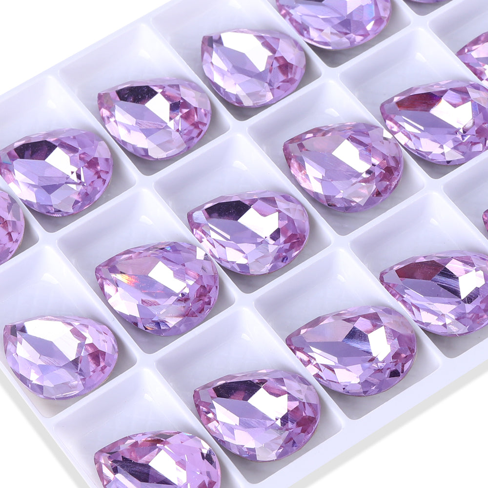 Violet Pear Shape High Quality Glass Pointed Back Fancy Rhinestones