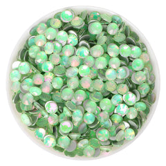 Crystal Green Opal Glass FlatBack Rhinestones Silver Back