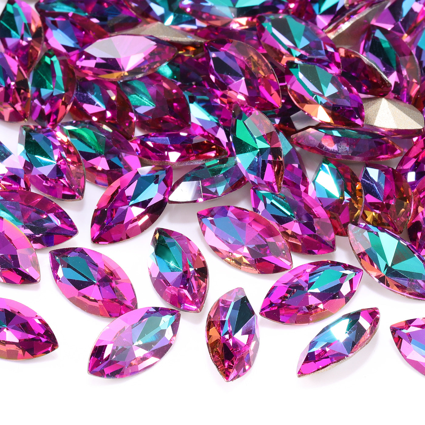 Heliotrope Navette Shape High Quality Glass Pointed Back Fancy Rhinestones