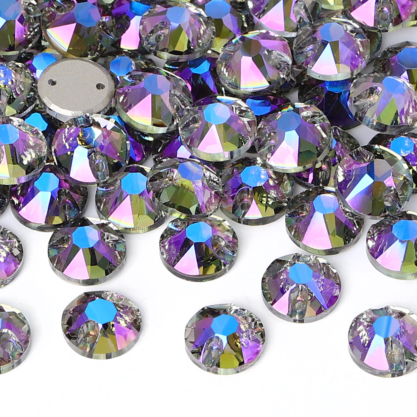 Black Diamond Shimmer XIRIUS Round Shape High Quality Glass Sew-on Rhinestones