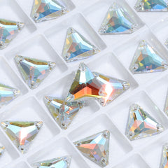 Light Crystal AB Triangle Shape High Quality Glass Sew-on Rhinestones