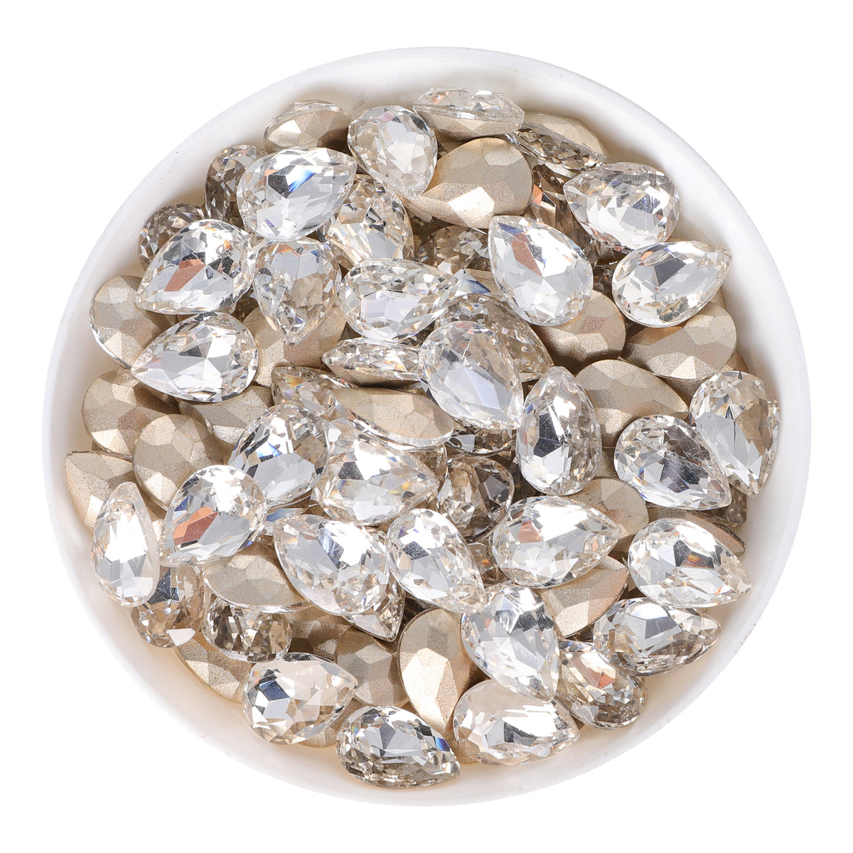 Crystal Pear Shape Glass Pointed Back Fancy Rhinestones