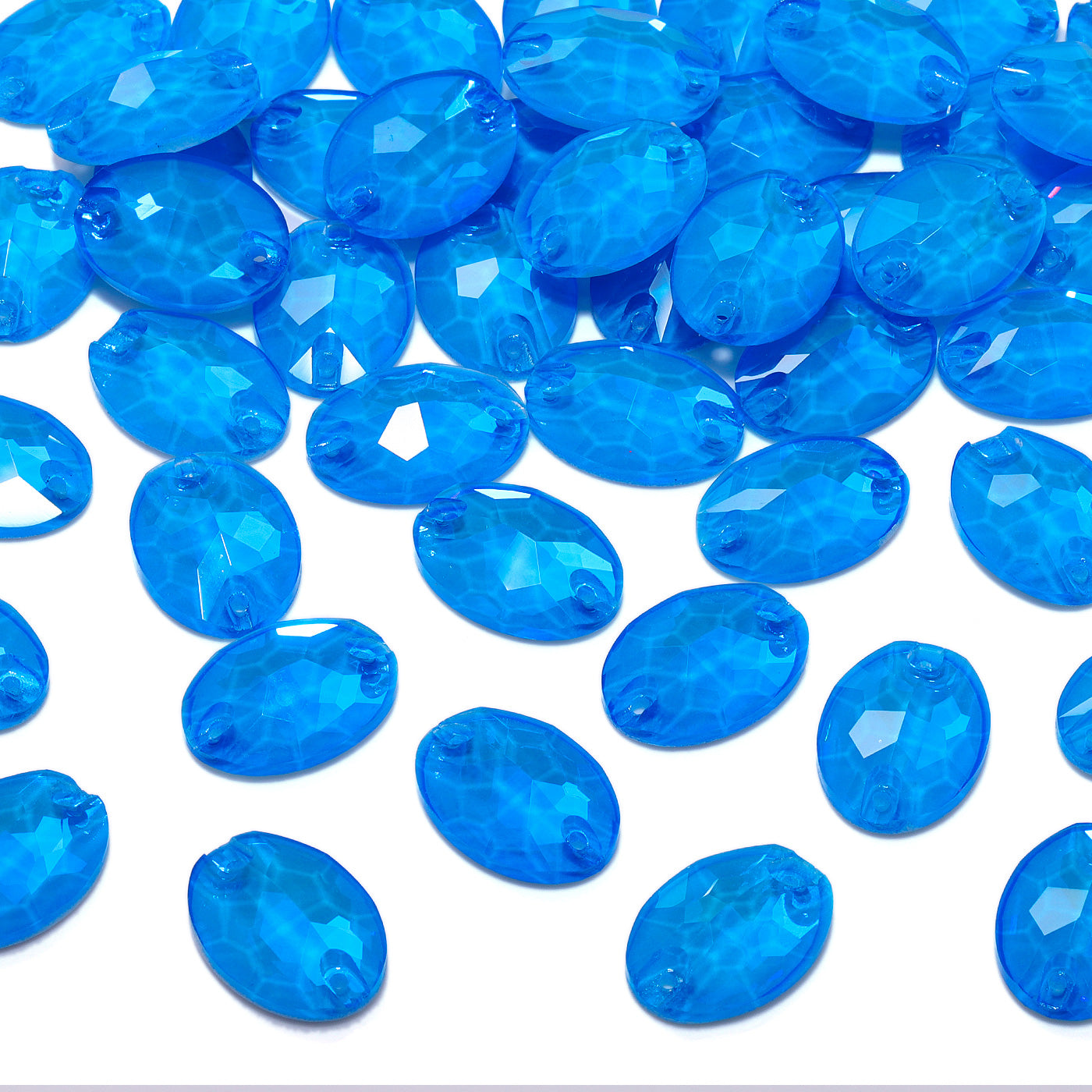 Electric Neon Blue Oval Shape High Quality Glass Sew-on Rhinestones