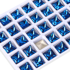 Indicolite Princess Square Shape High Quality Glass Pointed Back Fancy Rhinestones