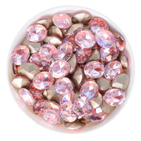 Cognac Pink Oval Shape Glass Pointed Back Fancy Rhinestones