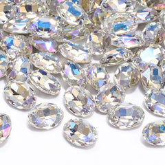 Moonlight Oval Shape High Quality Glass Pointed Back Fancy Rhinestones