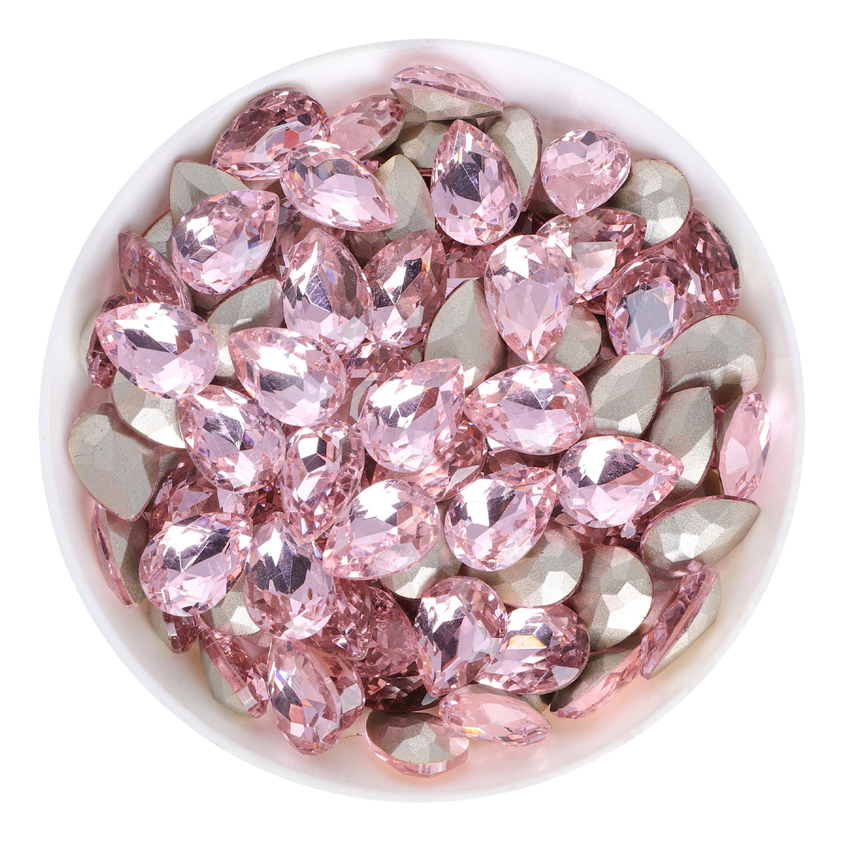 Pink Pear Shape Glass Pointed Back Fancy Rhinestones