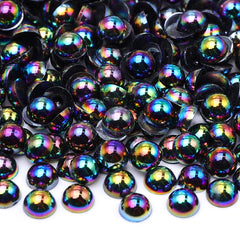 Black AB Resin Flat Back Pearls Multi Sizes