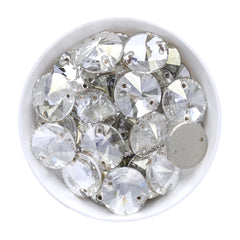 Silver Shade Rivoli  Shape High Quality Glass Sew-on Rhinestones