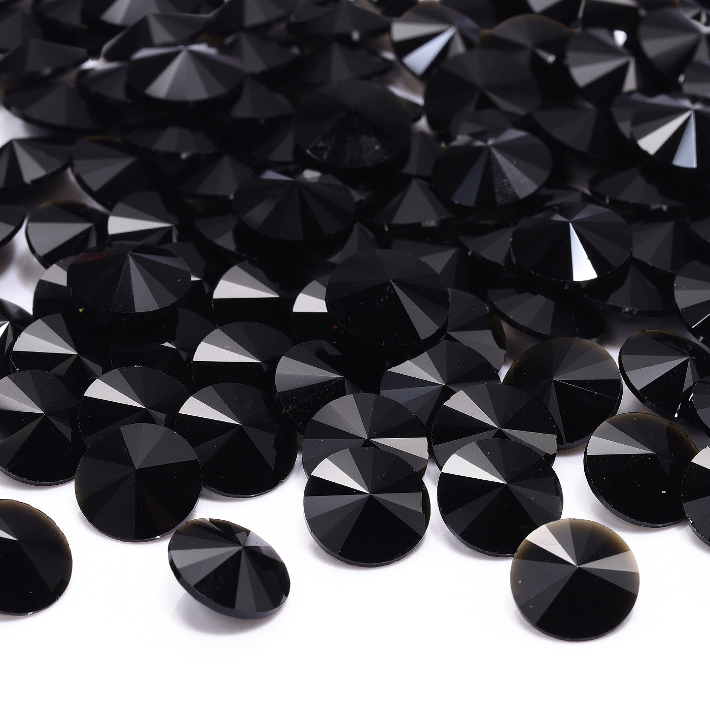 Jet Rivoli Shape High Quality Glass Pointed Back Fancy Rhinestones