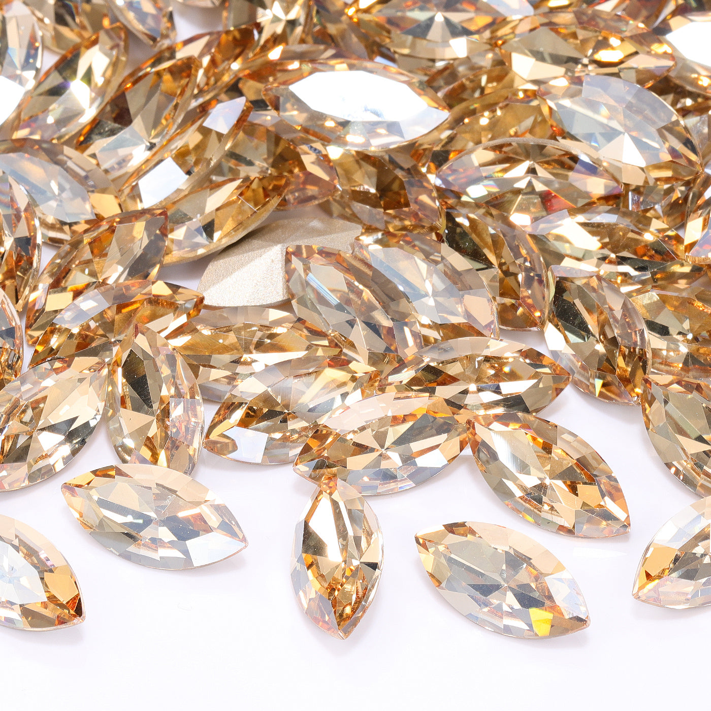 Golden Shadow Navette Shape High Quality Glass Pointed Back Fancy Rhinestones