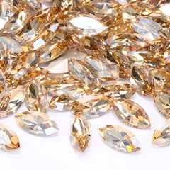 Golden Shadow Navette Shape High Quality Glass Pointed Back Fancy Rhinestones