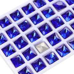 Sapphire Princess Square Shape High Quality Glass Pointed Back Fancy Rhinestones