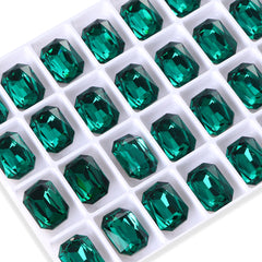 Emerald Thin Octagon Shape High Quality Glass Pointed Back Fancy Rhinestones