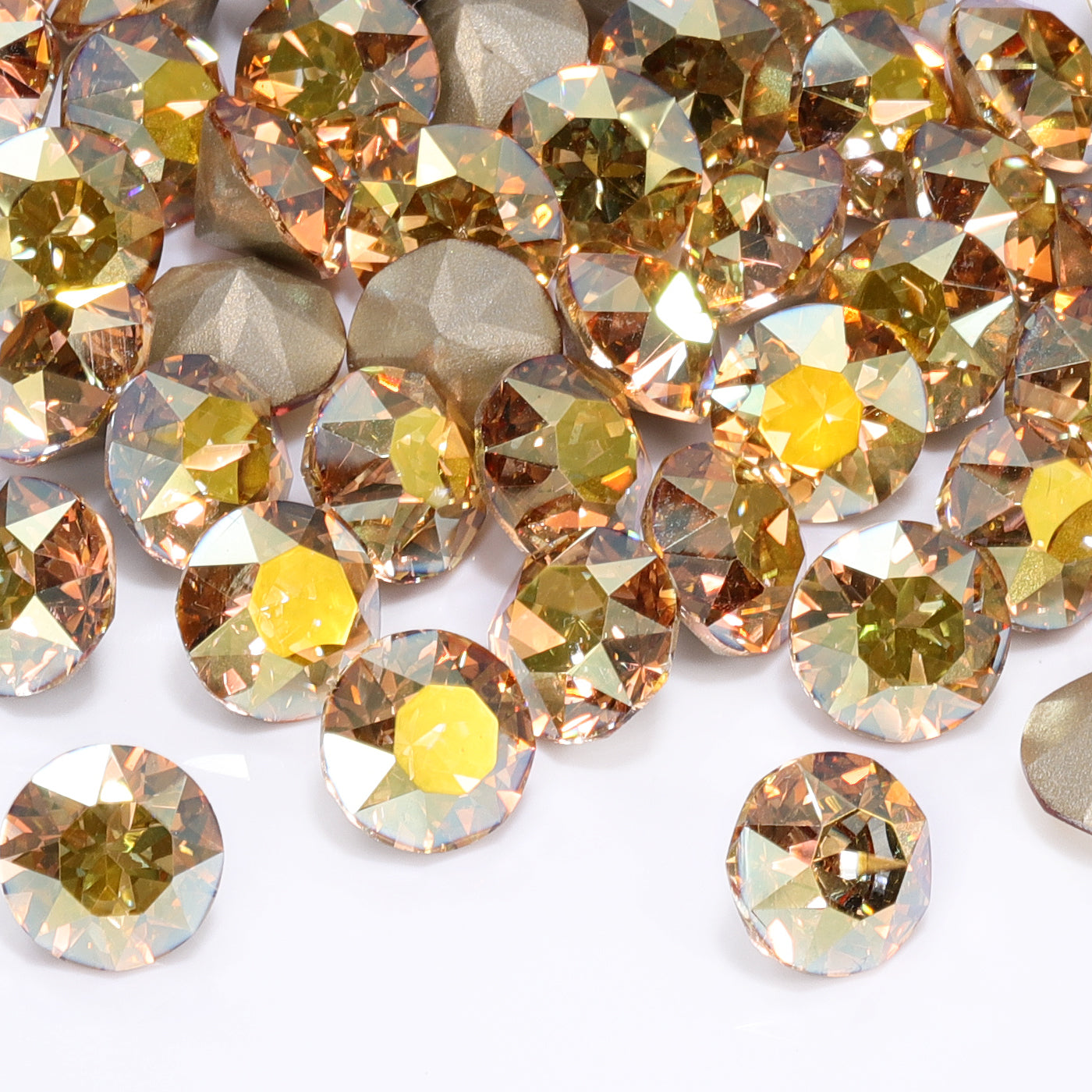 Metallic Sunshine XIRIUS Chaton Shape High Quality Glass Pointed Back Fancy Rhinestones