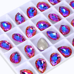 Violet Blue Pear Shape High Quality Glass Pointed Back Fancy Rhinestones