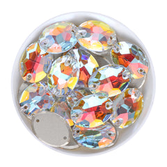 Light Crystal AB Oval Shape High Quality Glass Sew-on Rhinestones