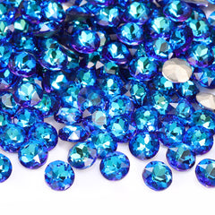 Bermuda Blue Gemstone Flower Shape High Quality Glass Pointed Back Fancy Rhinestones
