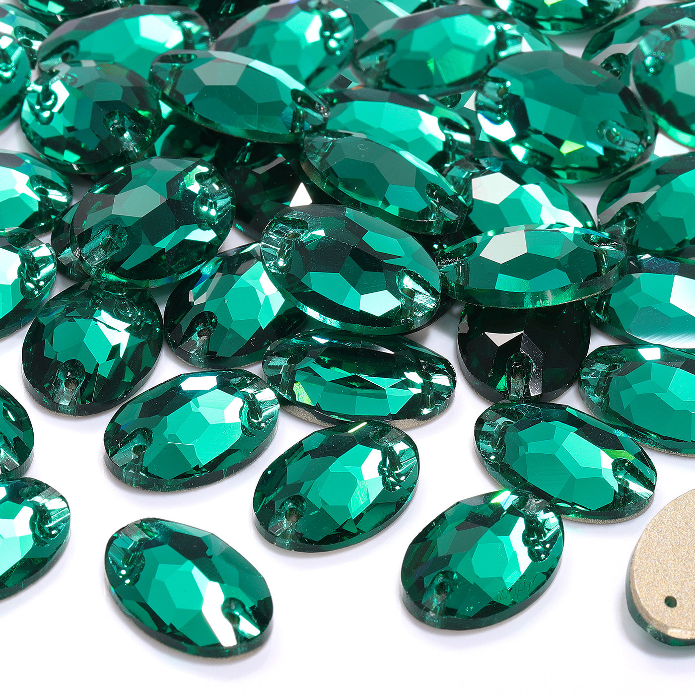 Emerald Oval Shape High Quality Glass Sew-on Rhinestones