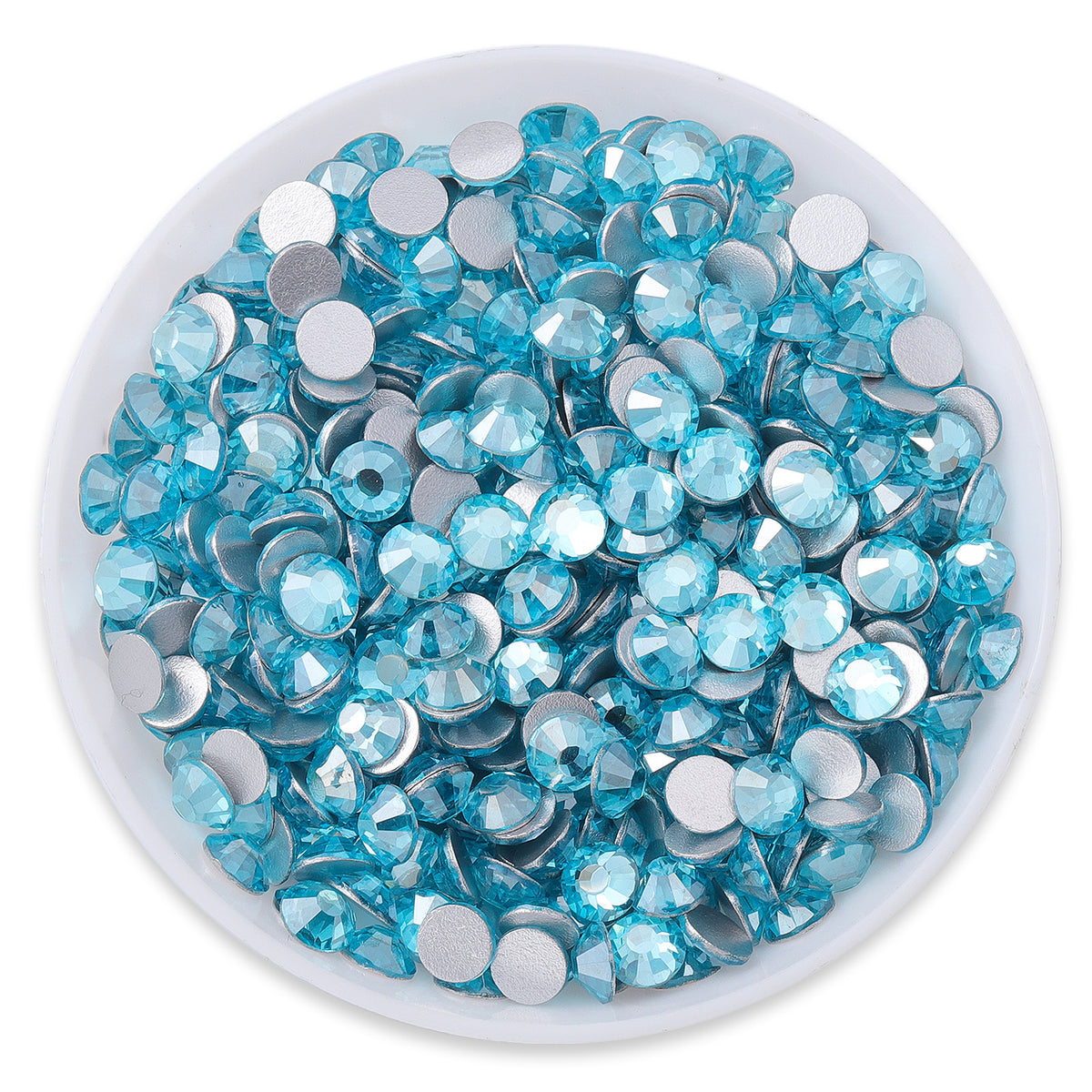 Star Aquamarine Glass FlatBack Rhinestones Silver Back