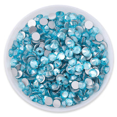 Star Aquamarine Glass FlatBack Rhinestones Silver Back