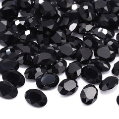 Jet Oval Shape High Quality Glass Pointed Back Fancy Rhinestones