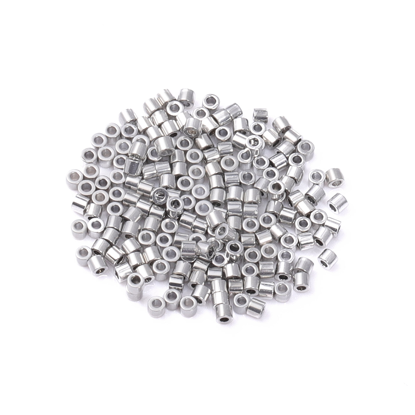 Metallic Silver Luster Color Hight Quality Glass Cylinder Seed Beads 1.6 MM Size JS3001