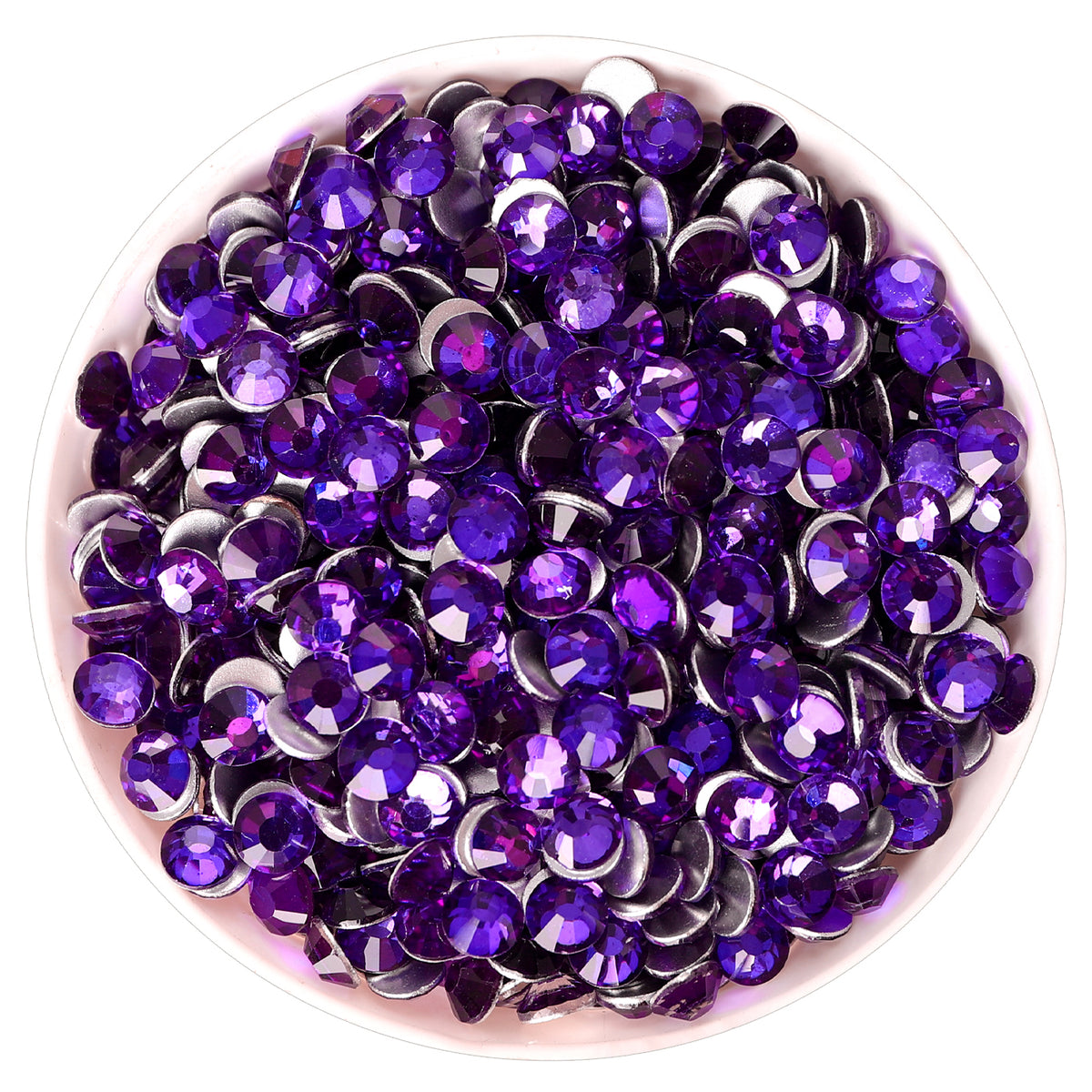 Pure Purple Glass FlatBack Rhinestones Silver Back