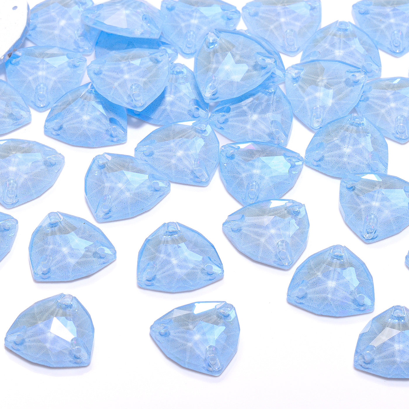 Electric Neon Light Blue Trilliant Shape High Quality Glass Sew-on Rhinestones