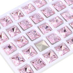 Light Rose Princess Square Shape High Quality Glass Pointed Back Fancy Rhinestones