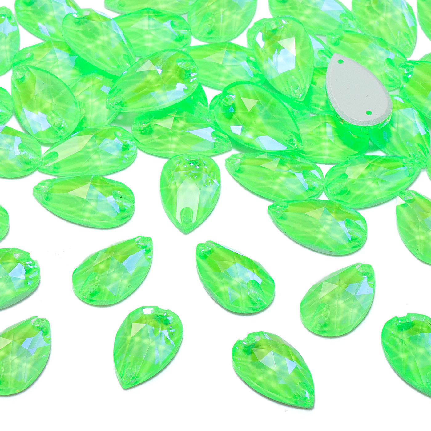 Electric Neon Peridot Drop Shape High Quality Glass Sew-on Rhinestones