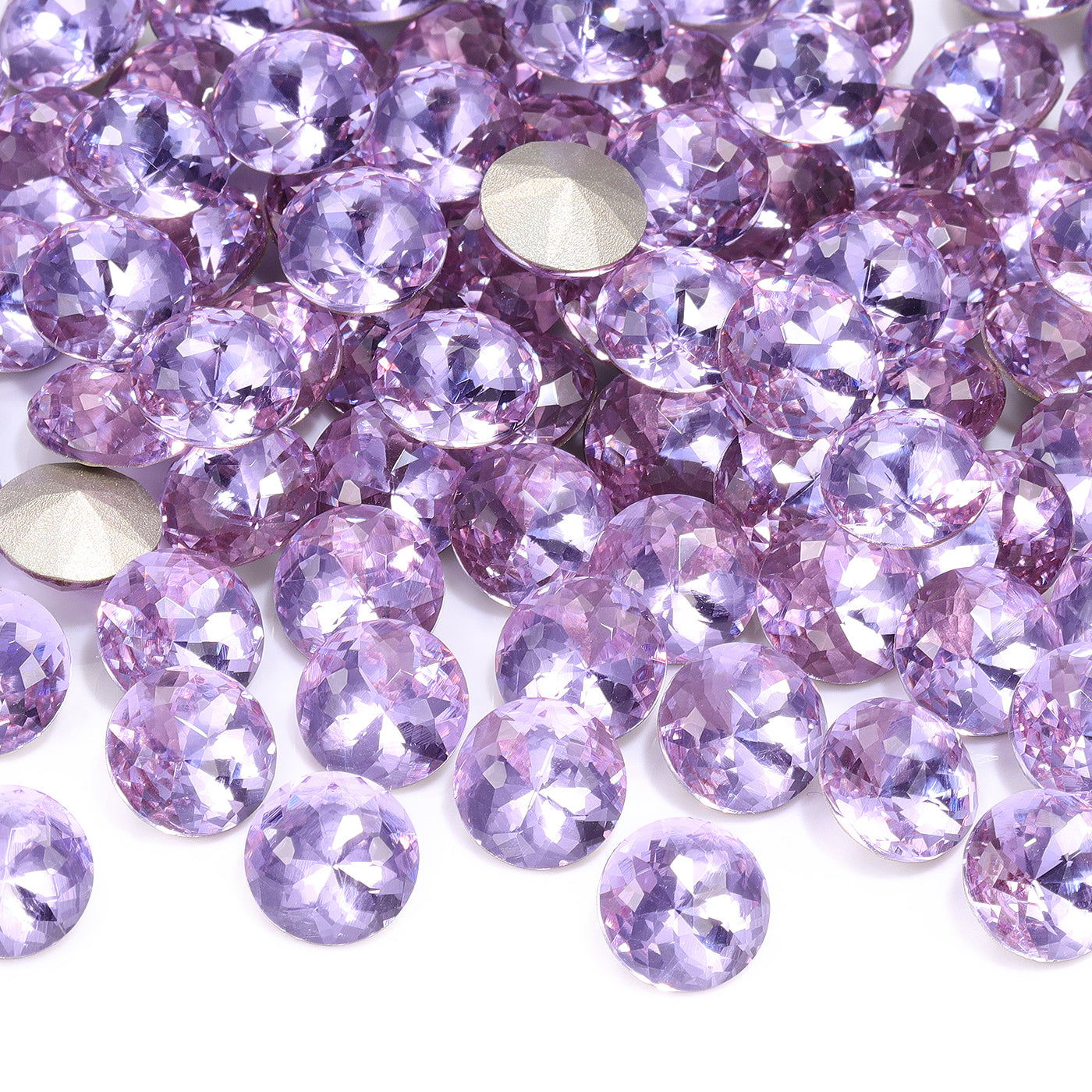 Violet Dome Round Shape High Quality Glass Pointed Back Fancy Rhinestones