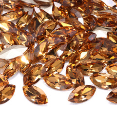 Light Smoked Topaz Navette Shape High Quality Glass Pointed Back Fancy Rhinestones