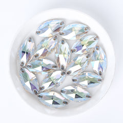 Crystal Transmission Navette Shape High Quality Glass Sew-on Rhinestones