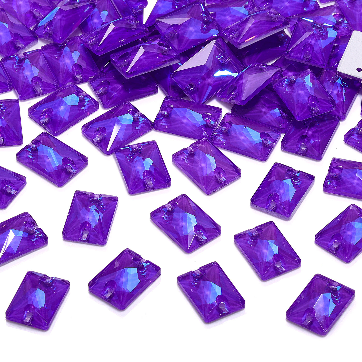Electric Neon Violet Rectangle Shape High Quality Glass Sew-on Rhinestones