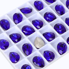 Sapphire Pear Shape High Quality Glass Pointed Back Fancy Rhinestones