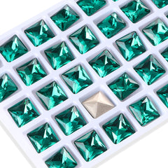 Emerald Princess Square Shape High Quality Glass Pointed Back Fancy Rhinestones