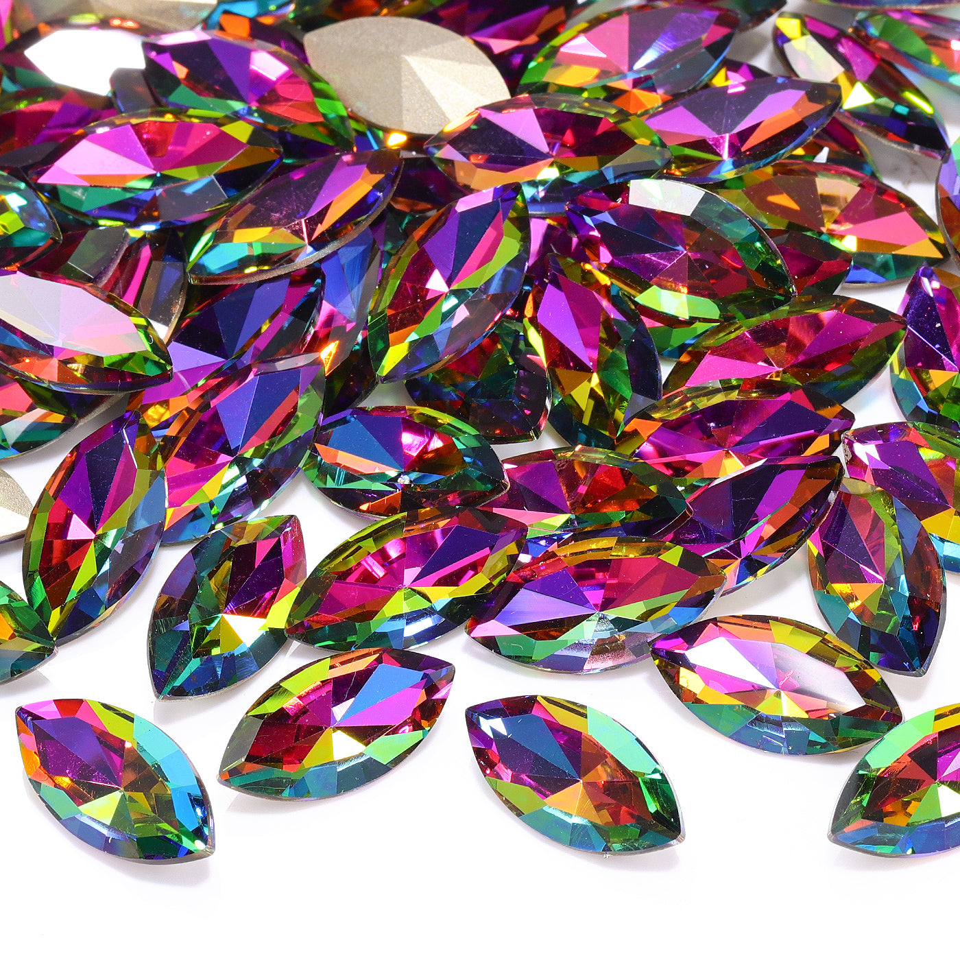 Volcano Navette Shape High Quality Glass Pointed Back Fancy Rhinestones