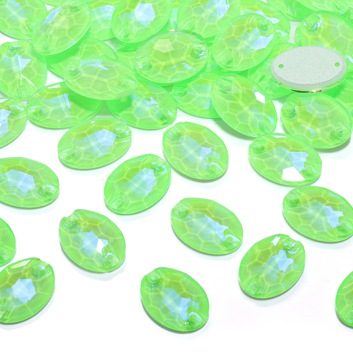 Electric Neon Peridot Oval Shape High Quality Glass Sew-on Rhinestones