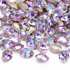 Vitrail Light Oval Shape High Quality Glass Pointed Back Fancy Rhinestones