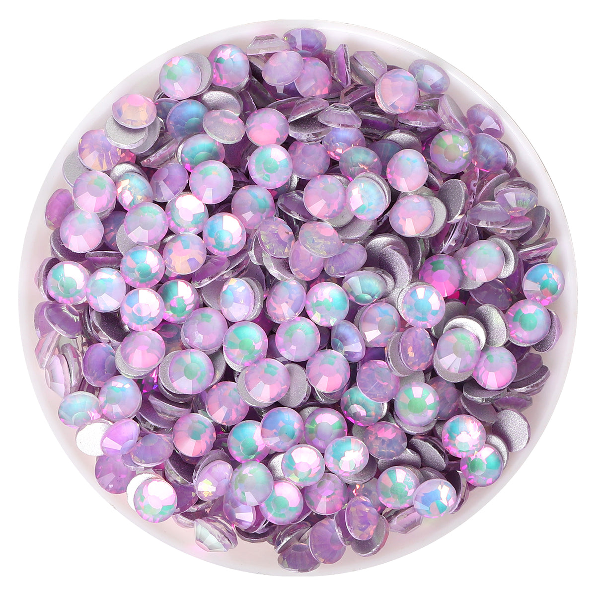 Crystal White Opal Glass FlatBack Rhinestones Silver Back