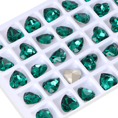 Emerald Heart Shape High Quality Glass Pointed Back Fancy Rhinestones