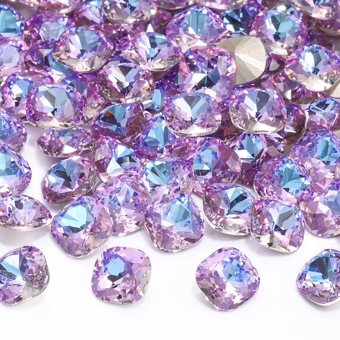 Vitrail Light Cushion Square Shape High Quality Glass Pointed Back Fancy Rhinestones