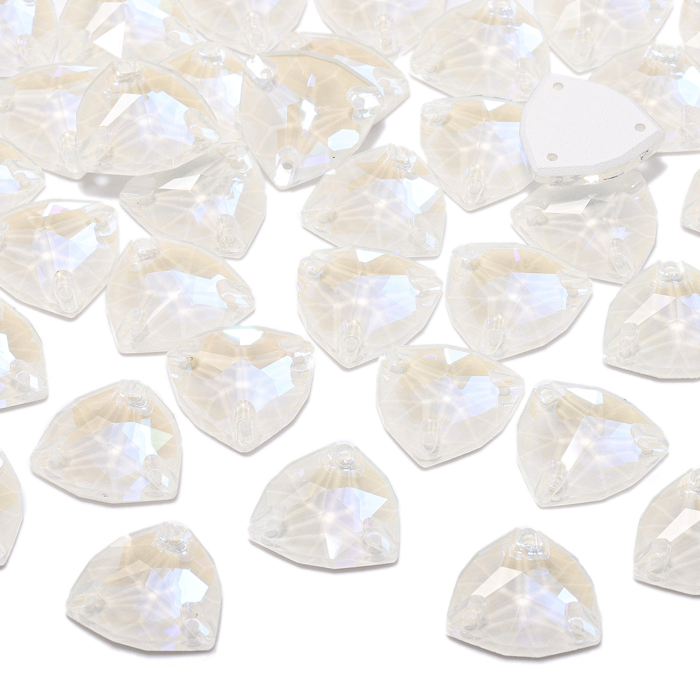 Electric Neon White Trilliant Shape High Quality Glass Sew-on Rhinestones