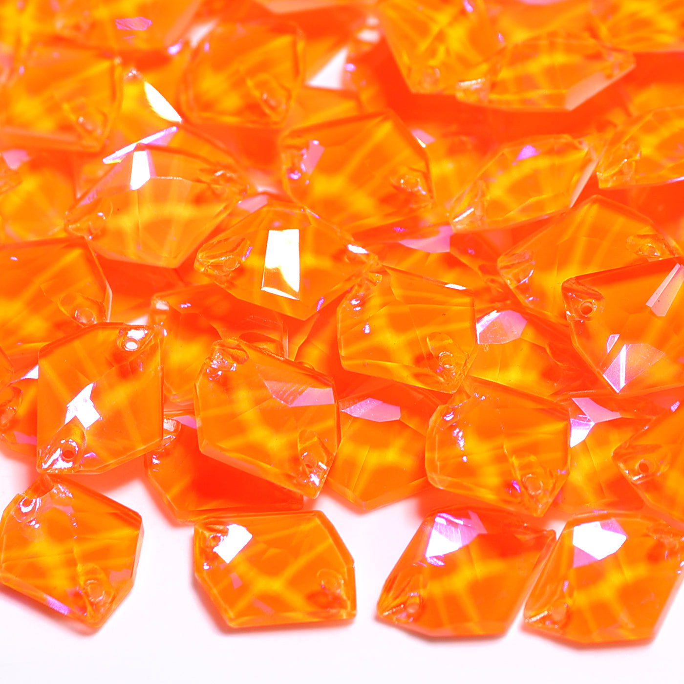 Electric Neon Orange Yellow Cosmic Shape High Quality Glass Sew-on Rhinestones